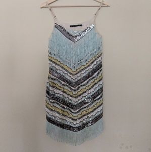 Sequin and fringe minidress